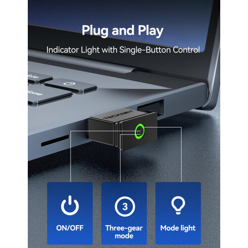 TeckNet TECKNET Mouse Jiggler, Mouse Mover Jiggler Undetectable Wiggler for Computer Laptop, Discreet, Switchable Modes, Indicator Light - Compatible with Win 2
