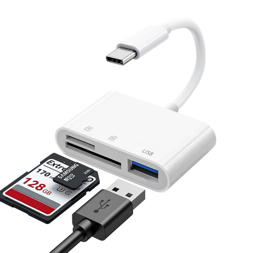 SD Card Reader, SD Card Adapter with SD MicroSD USBC Memory Card Reader for iPhone 15 16, iPad, Mac, MacBook Pro/Air, Android and More USB-C/Type C De