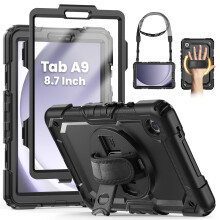 SEYMCY Case for Samsung Galaxy Tab A9 8.7 inch 2023, Full Body Shockproof with Screen Protector, 360 Rotating Hand Strap & Stand, Shoulder Strap for