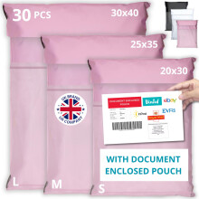 30 Postage Bags for Clothes Vinted with Label Pouch – 3 Sizes S/M/L – Waterproof