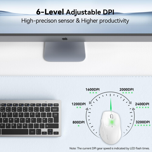 TeckNet TECKNET Wireless Mouse for Laptop, 4800 DPI Optical Computer Mice, White 1