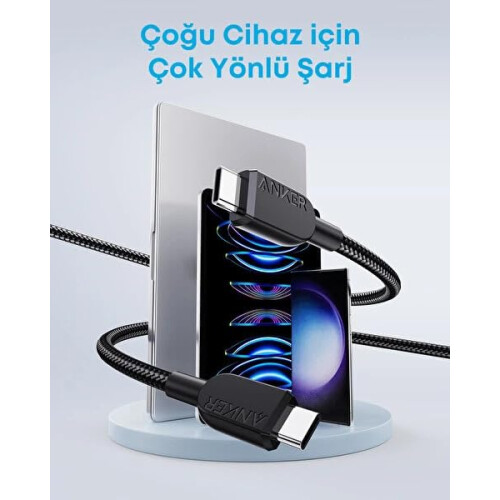 Anker Anker 240W USB-C to USB-C Cable, 3 ft/0.9m Double Braided Nylon Type-C Charging 1