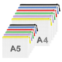 6 PCS A4 & 6 PCS A5 Plastic Wallet Zip Wallets Lock Waterproof Clear Bags