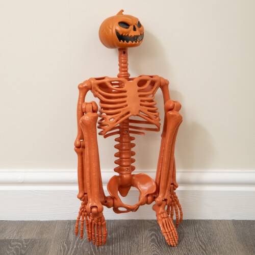 Poseable Pumpkin Skeleton Halloween Decoration - 90cm 2
