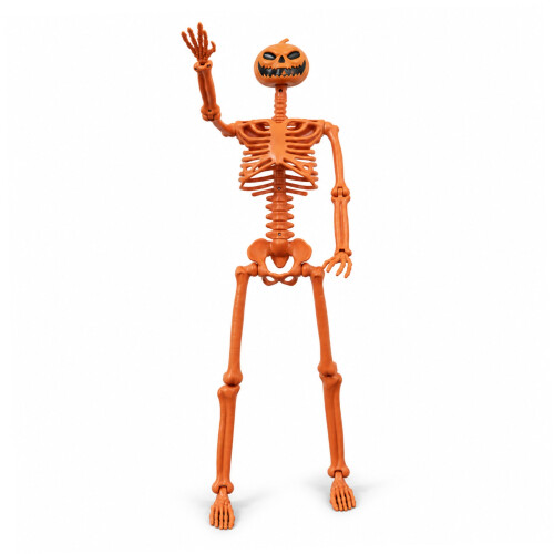 Poseable Pumpkin Skeleton Halloween Decoration - 90cm