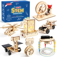 7 in 1 Science Experiments Kit, Wooden Engineering Toys Gifts for Boys 8-12