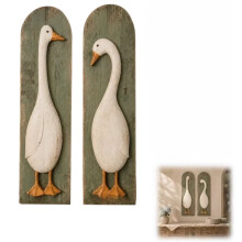 2-Piece Rustic Wooden Wall Decor Set, Vintage Green Wood Plaque Wall Hanging Ornament, 20 X 8 Inch Each Panel