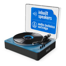 MAJORITY Folio Bluetooth Vinyl Record Player (Blue)