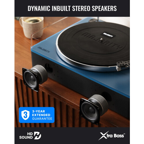 MAJORITY Folio Bluetooth Vinyl Record Player (Blue) 1