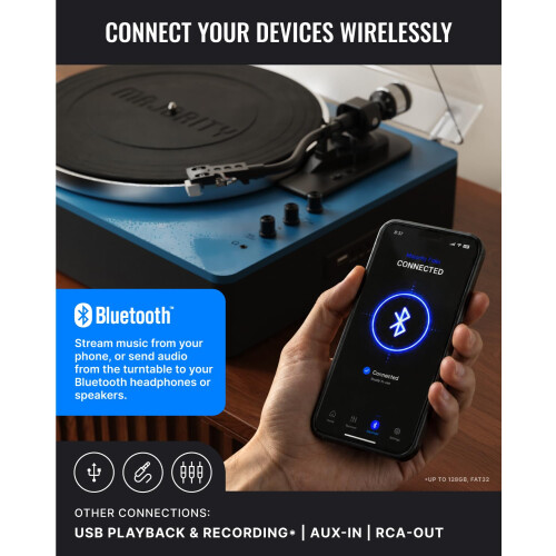 MAJORITY Folio Bluetooth Vinyl Record Player (Blue) 2