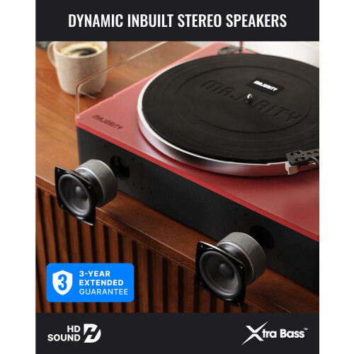 MAJORITY Folio Bluetooth Vinyl Record Player (Red) 1