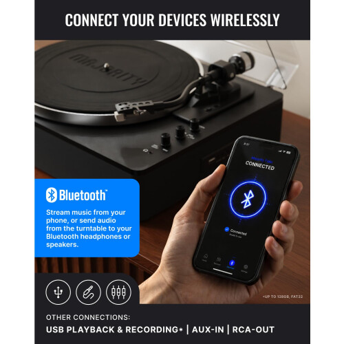 MAJORITY Folio Bluetooth Vinyl Record Player (Flat Black) 2