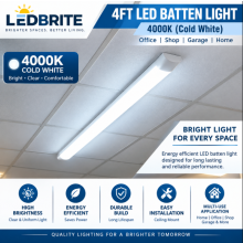 4FT LED Batten Light 6500K Cool White