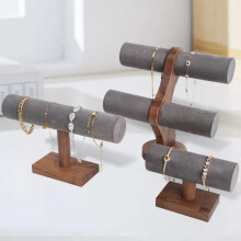 (Gray fleece-lined cropped jacket) Chinese Walnut Wood Jewelry Stand Watch Bracelet Organizer Display Rack