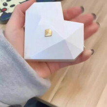 (Pink) Heart Diamond-Faceted Jewelry Box Automatic Open Proposal Ring Box Jewelry Packaging Organizer
