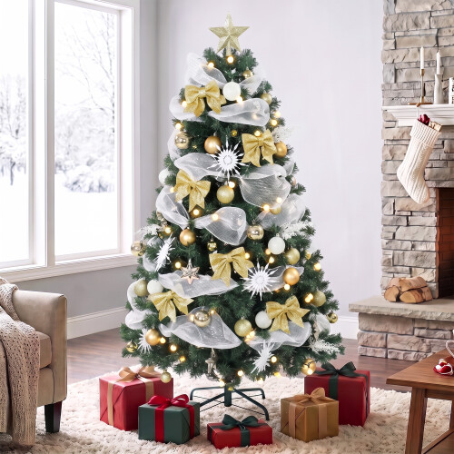 Homcom HOMCOM 5ft Pre-Lit Christmas Tree with 150 LED Lights, 8 Modes, 450 Tips 1
