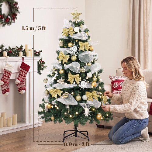Homcom HOMCOM 5ft Pre-Lit Christmas Tree with 150 LED Lights, 8 Modes, 450 Tips 2