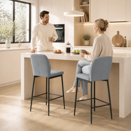 Homcom HOMCOM Modern Tall Chairs with Footrest and Backrest, Grey 1