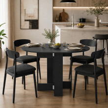 HOMCOM Drop-Leaf Folding Dining Table with Foldable Leaves, Kitchen, Black