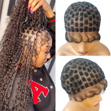 (115Knots) Full Lace Wig Cap DIY Crochet Hair Net Synthetic Breathable for African Braids Black One Size