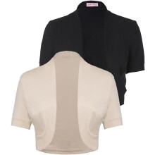 Bolero Damskie Bawełniane Zestaw 2 Sztuki Krótki Rękaw Czarno-Kremowe 3XL
