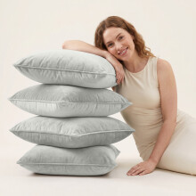 (Pack of 4, Plain Velvet Cushion Off White) Premium Velvet Filled Cushions and Cushion Pads 20x20 Inch