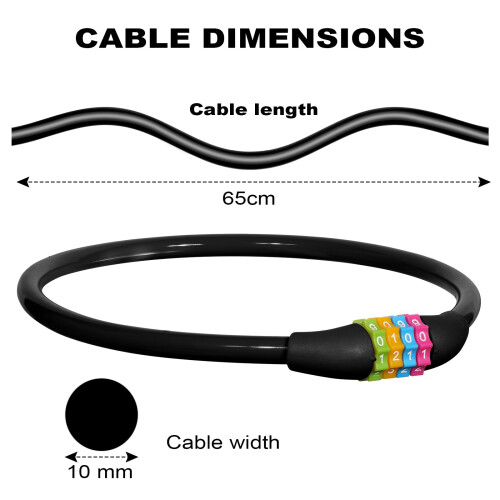 Ainiv Bike Lock, 4-Digit Password Bicycle Lock, 65cm (Black) 1