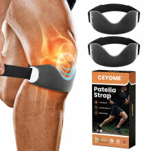 CEYOME Silicone Patella Tendon Knee Strap, 2 Pack Knee Support, Black