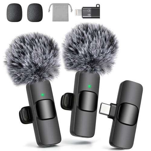 Mini Wireless Lavalier Microphone for iPhone/iPad/Android Phone, Clip-on Lapel M
