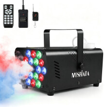 MOSFiATA 600W Fog Machine with 18 LED Lights,13 Colour RGB Smoke Machine, 2500CFM Fog Wireless Remote Control,Perfect for Party Wedding, Halloween,St