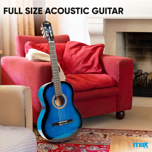 MAX SoloArt Full-Size Acoustic Guitar Starter Package, Blue 1