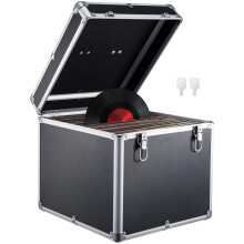 CROWNSHOP LP Storage Case 12" Record Storage Box 12" Vinyl LP Storage Box Case Aluminum Portable Lockable DJ Flight Carry Case Holds Albums Vinyl Reco