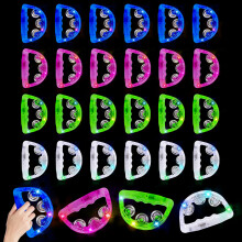 Musfunny Light up LED Tambourines: 24 Pack Handheld Tambourine Instrument