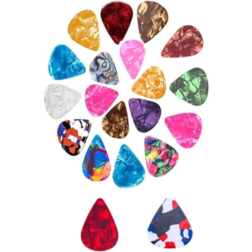 20Pack Celluloid Guitar Picks with Storage Case,4Gauge Colourful Plectrums