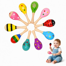Wooden Baby Maracas,4 Pcs Colourful Shakers for Sensory Play Party Favors