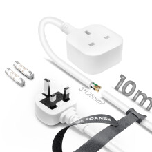 Single Plug Extension Lead 10m Long Surge Protected White