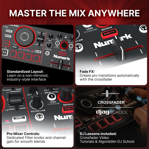 Numark Numark MixTrack Go Compact Bluetooth DJ Controller with Stems Control 2