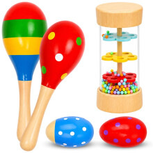 5Pcs Maracas, Educational Musical Instruments for Early Development, Rattle with Colourful Design, Including Maracas and Rainmaker (Random Color)