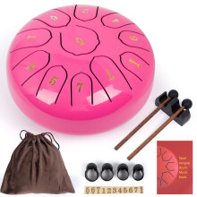 Rain Drum for Outside, 6 Inches 11 Notes Steel Tongue Drum (Pink)