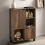 Rustic Oak Console Table 2 Cabinets 3 Shelves 1