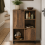 Rustic Oak Console Table 2 Cabinets 3 Shelves 4