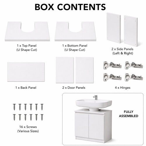 White Under Sink Bathroom Cabinet with Storage 1