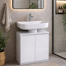 White Under Sink Bathroom Cabinet with Storage
