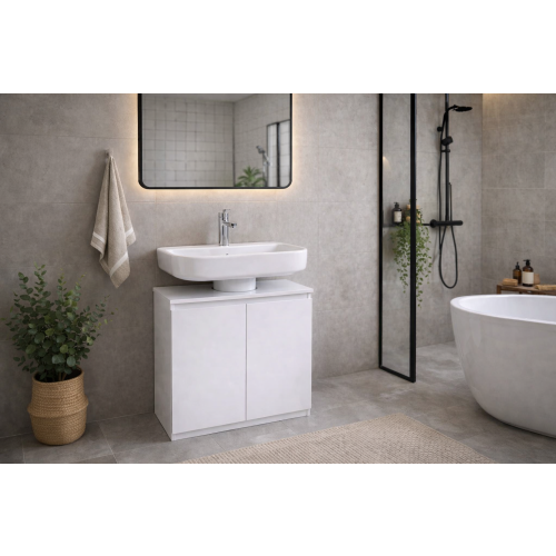 White Under Sink Bathroom Cabinet with Storage 2