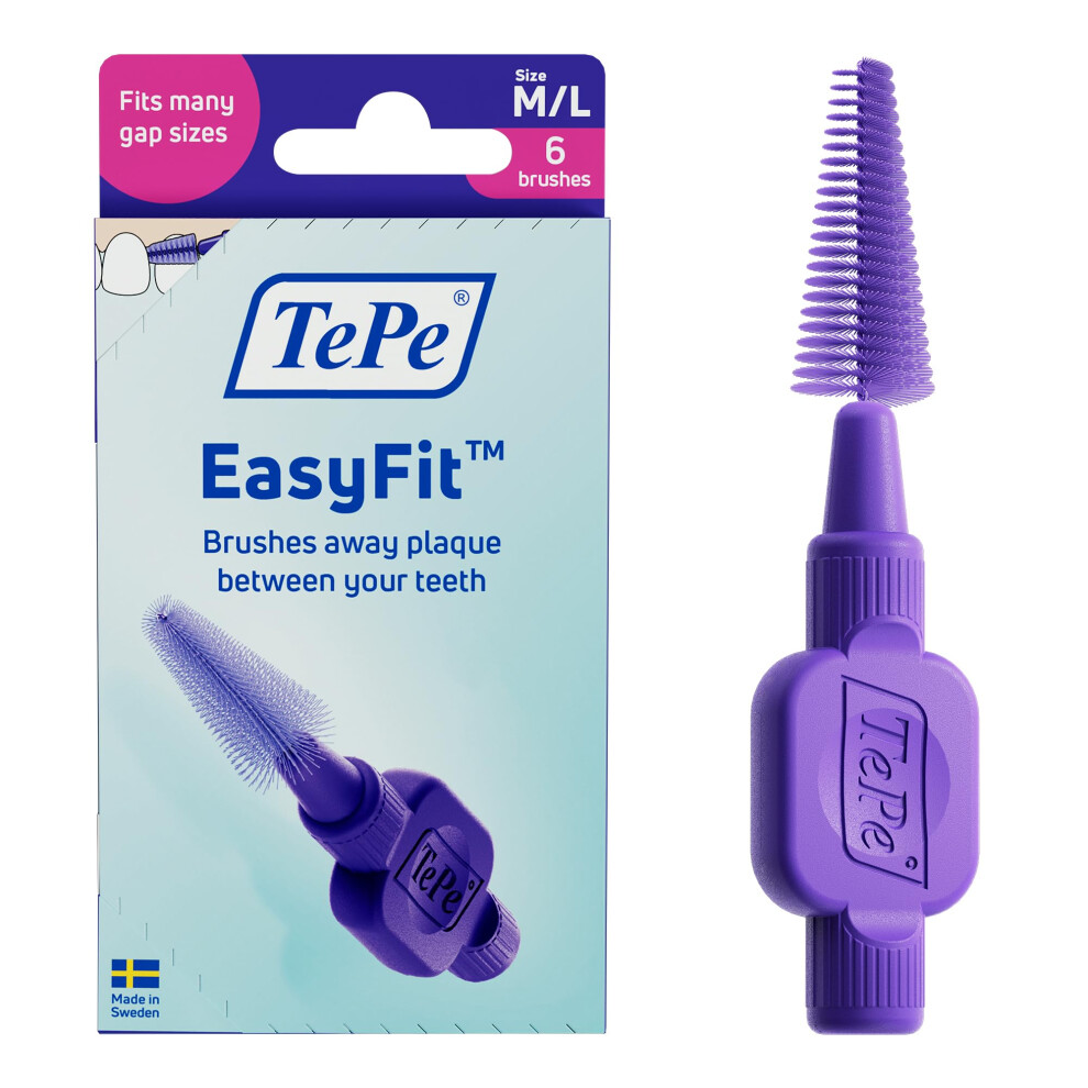 TePe EasyFit, Conical Interdental Brush, Purple, M/L, 6pcs | Conical shape to fit many gap sizes, Effective clean between the teeth, Medium to large gaps - Image 5