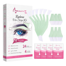 Beauty7 Pre-cut Eyebrow Waxing Strip for Face, 24 Count with 4 Finish Wipes