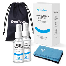 SmoTecQ Lens Cleaner Spray Kit – Plant-Based, Alcohol-Free Cleaning Solution for Glasses, Camera Lenses & Screens | Includes 2 x 2oz Spray Bottles,