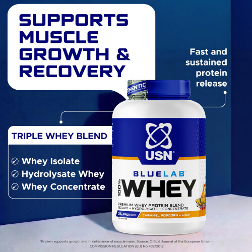 USN USN Blue Lab Whey (2000g) Caramel Popcorn - Proteins - Whey Protein Blend 2