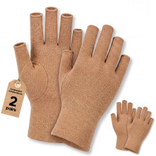 SUPERFA 2 Pairs Fingerless Arthritis Compression Gloves for Women and Men