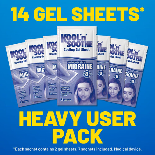 KOOL 'N' SOOTHE Migraine Cooling Gel Sheets - 14 Pack 1